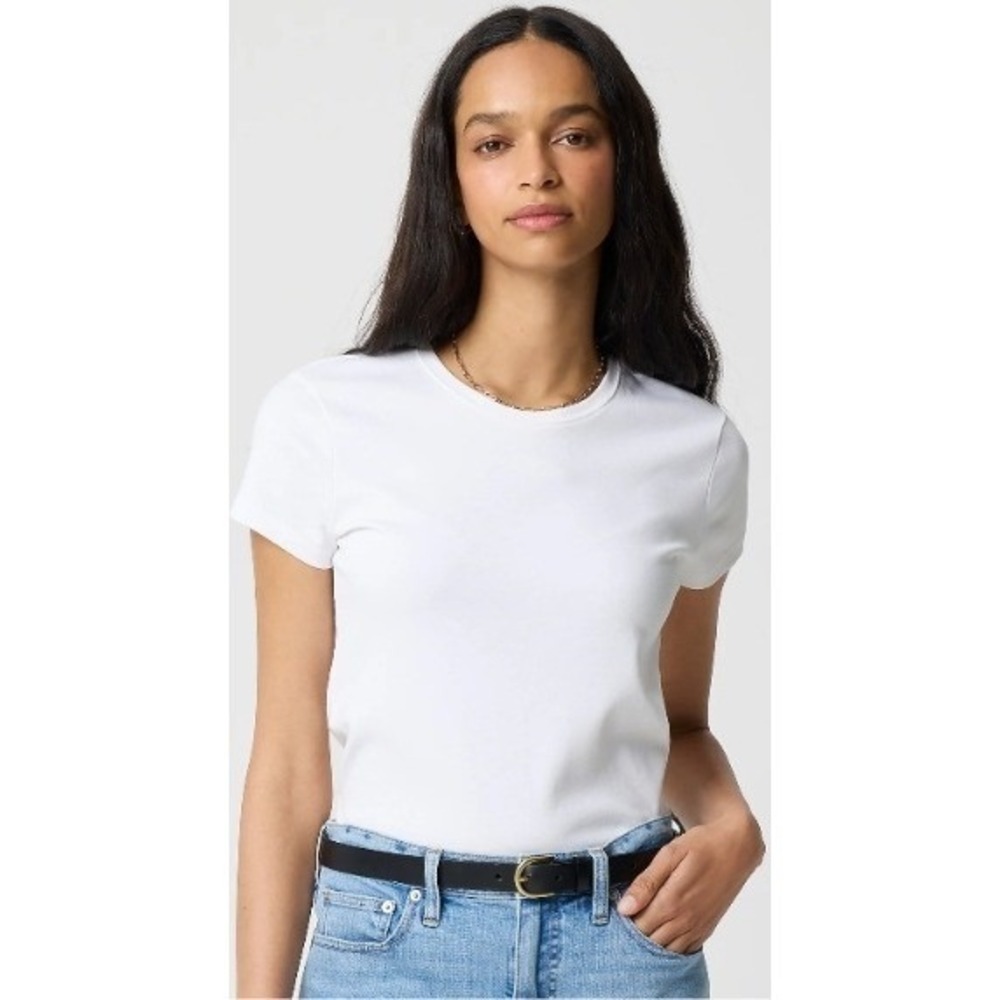 J.Crew Essential Tee White Short Sleeve Crew Neck 100% Cotton T-Shirt Size M NWT